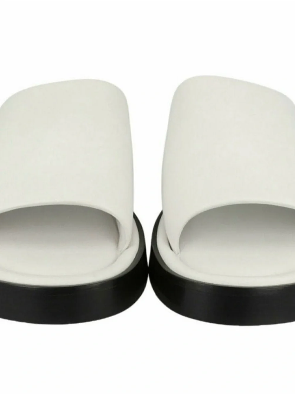 Salvatore Ferragamo White and Black Slide Pair